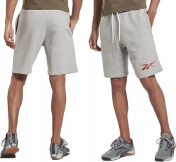 REEBOK KRÓTKIE SPODENKI SZORTY MĘSKIE MŁODZIEŻOWE DRESOWE BAWEŁNIANE - HR9162